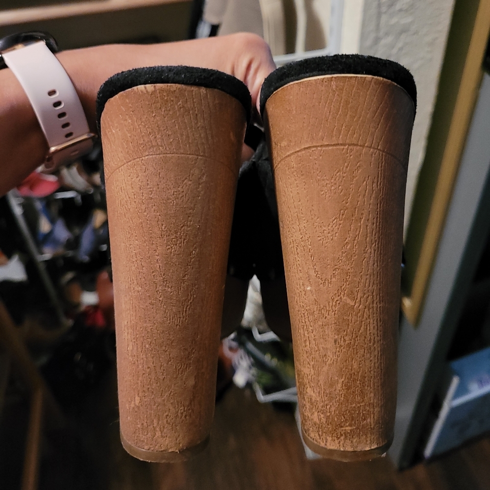 suede platform clogs